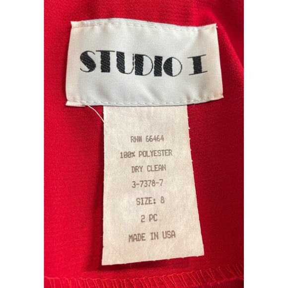 Studio I Women SIze 8 Red & Blue Sleeveless Dress Suit Jacket Set Nautical - Picture 15 of 15
